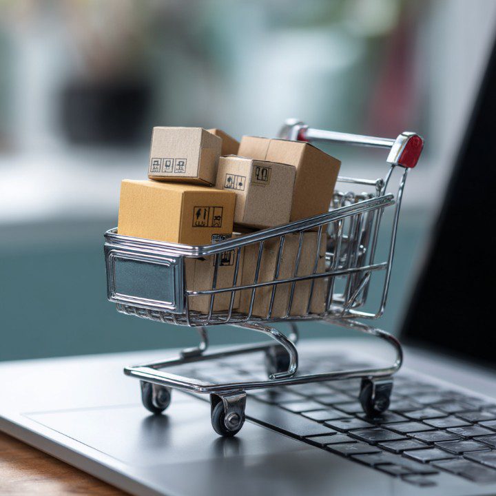 E-commerce shopping cart concept illustration
